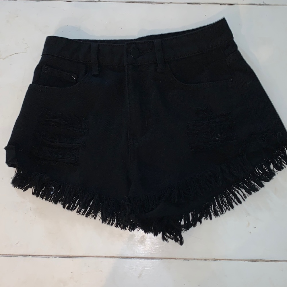 shein black blue jean shorts size xs